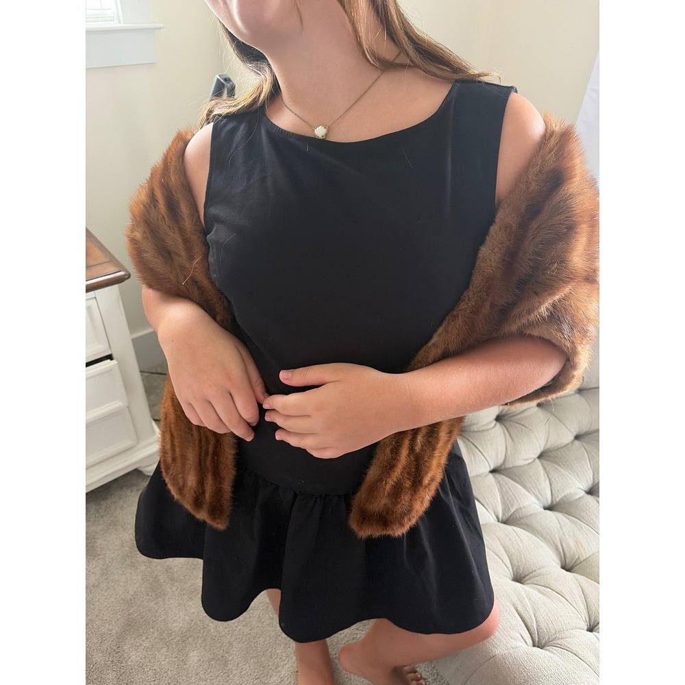 Hertzberg Furs Vintage Brown Mink Fur Stole Wrap Shrug Capelet Mahogany - Picture 4 of 10